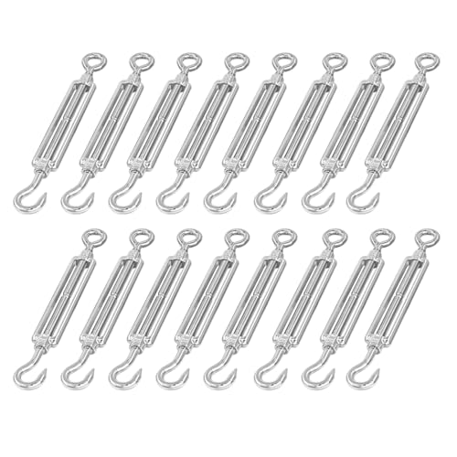 Tensor Resistente, 16 Piezas M5 Gancho y Ojal, 4.8 in, Construcción en Acero Inoxidable 304 para Cable de Acero, Tensado y Fijación miniatura 1