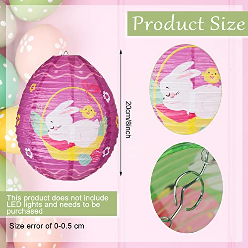 Image of 12 Pcs Easter Party Hanging Paper Lanterns Easter Eggs Bunny Chick Basket Flower Happy Easter Paper Lanterns Hanging Lanterns Decorative for Easter Party Decoration Supplies