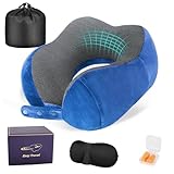 Cirorld Nackenkissen Flugzeug, Nackenhörnchen Erwachsene, Reisekissen Memory Foam, Verstellbares Kompaktes Nackenkissen Reise, Ergonomisches Weich Atmungsaktiv mit Ohrstöpseln, Augenmaske,Tragetasche
