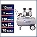 California Air Tools 15020C-22060 Ultra Quiet and Oil-Free 2.0 HP 15.0-Gallon Steel Tank Air Compressor