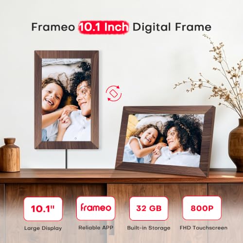 Image of Frameo Digital Picture Frame, 10.1'' WiFi Electronic Photo Frame, Gift Idea | 32GB, 1280x800 IPS Touch Screen, Wall-Mountable, Auto-Rotate, Electric Picture Frame Slideshow, Share Videos, Gifts for Mom
