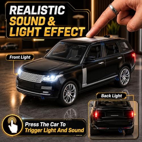 Image of GRAPHENE 1:32 Scale Diecast Model Car Toy Metal SUV Pullback Openable Doors Light & Sound Friction Power Realistic Miniature Car Model Vehicle Toy for Kids Boys Girls (Black)