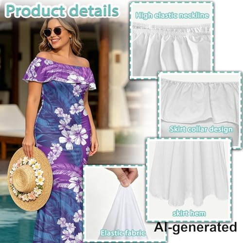Image of Polynesian Dresses for Women Off Shoulder Maxi Dress Puletasi Samoan Dresses S-7XL