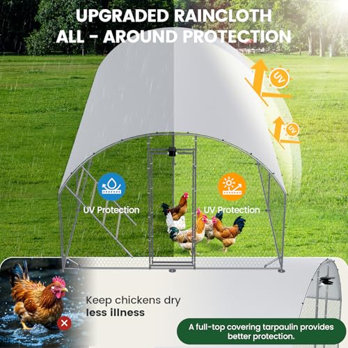 Image of CHIKENCOOP 19.5x6.5x6.6ft Metal Chicken Coop, Full-Cover 3-Room Chicken Run
