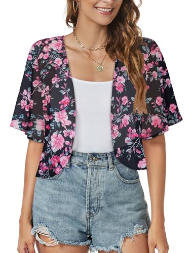Image of ZNVGIRL Women Shrug Chiffon Cardigans Open Front Short Sleeve Bolero for Evening Dressy 2026