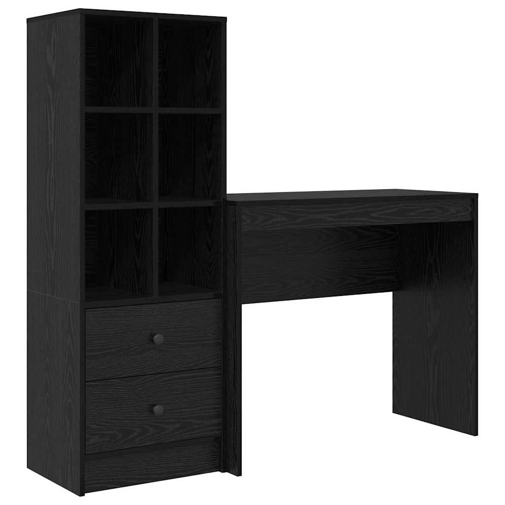 Escritorio con cajones, 2 piezas, aspecto de roble negro, mesa de oficina duradera, amplia superficie de trabajo para oficina en casa y oficina, fácil montaje
