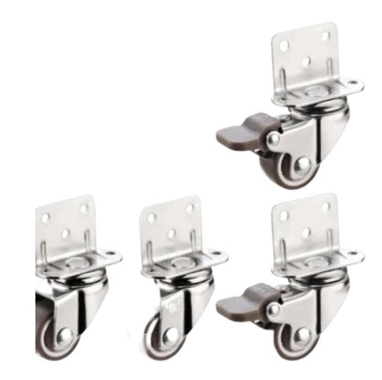 MXXDMOPD 4 Pieces/Batch Flower Stand Wheel L-Shaped Plywood 2-inch Pulley Table Caster Silent 1-inch Steering with Brake(1-inch-b)