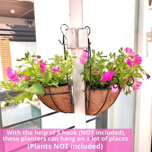 Maxona Wall Hanging Planters Basket 10 Inch, 4 Pack Half Round Plant Flower Wall Holder With Coco Coir Liner Plant Hanger Decoration For Garden Porch Balcony Patio Deck Rail Railing Indoor Outdoor #TOP3