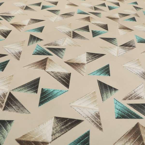 Redbrick Mill Fabrics Flame Retardant Light Brown Colour Pyramid Geometric Pattern Velour Velvet Upholstery Fabric (Per Metre) — image 1