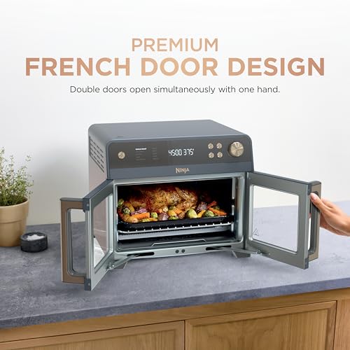Image of Ninja | French Door Premier Air fry Oven | 10-in-1 functions | 20.3-qt capacity | 5-qt Air Fry Basket, Sheet Pan, Wire Rack, Broil Rack | PFAS-free, Dishwasher-Safe Accessories | Cyberspace | FO101BL