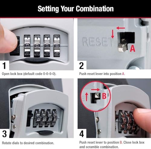 Master Lock Wall Mount Key Lock Box with Resettable Combination Lock, Outdoor Key Lock Box, 5 Key Capacity, 5401D - 5