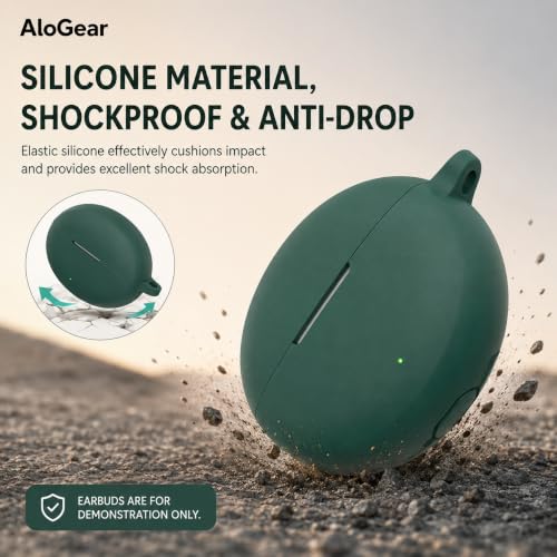 Image of Silicone Case for Oppo Enco Air 5 TWS Earbuds, Shockproof Cover with Heavy Duty Carabiner, LED Visible (Navy Blue)