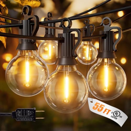 Brightown Outdoor String Lights, 50+5FT 25 G40 Bulbs Shatterproof...