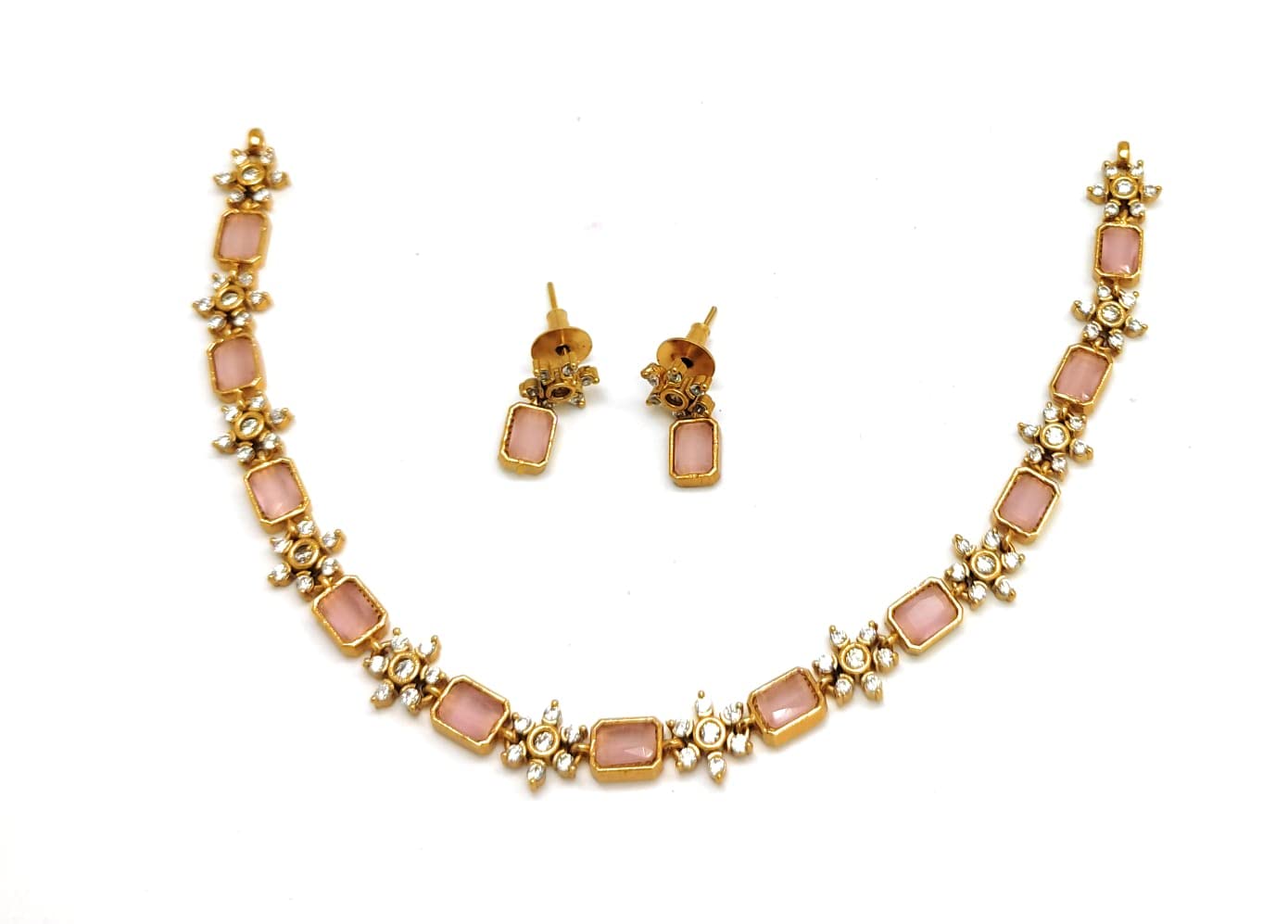Adc fashions antique flower pink stone necklace with earring for women (pink) (B0BZZ5YFCT) Amazon Price History, Amazon Price Tracker