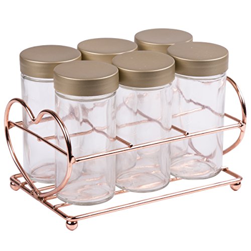 Creative Home copper-finish 6-jar spice set — the small-kitchen alternative to a full 20-jar tower