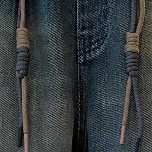 Girls Baggy 𝐒tretch Jeans Straight Leg 𝐃rawstring High Waist Pants Fall Elastic Waisted Denim Trouser with Pokets3