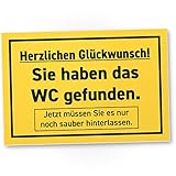 DankeDir! Herzlichen Glückwunsch WC Gefunden - Schild Kunststoff 30 x 20 cm - Toilette WC Schild zum aufhängen Toilettenschild lustig Klo Schild Kloschild - Deko Gäste WC Gästetoilette Türschild