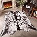 SUNYIWEI Faux Cowhide Rug, 4.6 x 5.2 ft Cowhide Rug for Living Room, Bedroom, Wall - Non-Slip,Brown White