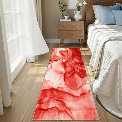 Alfombra cocina lavable antideslizante de 4 metros con pelo corto para pasillos rojos 6