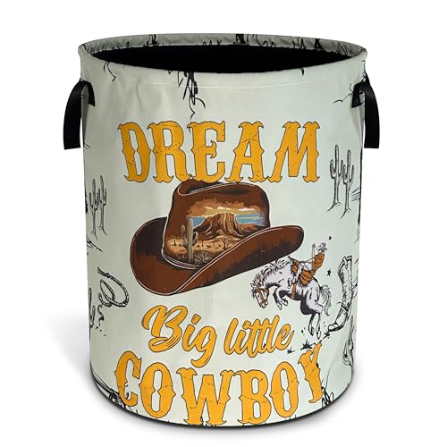 Western Cowboy Hat Laundry Basket Foldable Oxford Cloth 18.9 x 16.5 Inch by RKYAFFERISMA - Used condition - US$20.89