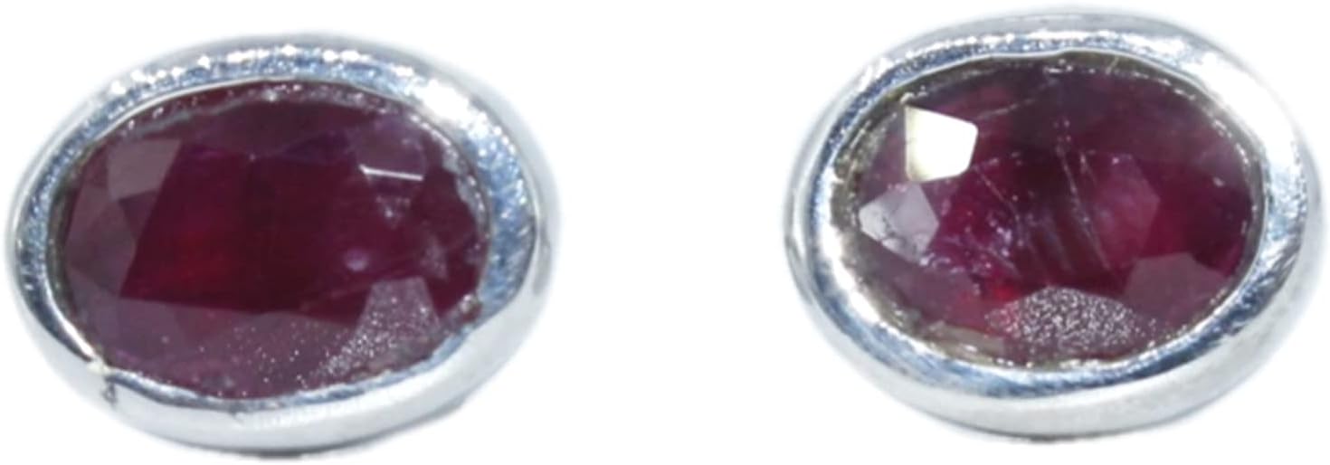 Studs for girls Ruby Gemstone 6x4 mm Earrings for woman sterling silver