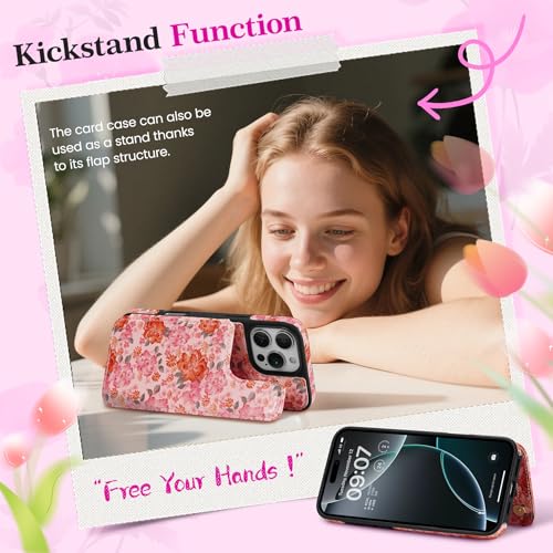 ZCDAYE Wallet Case with Card Holder for iPhone 13 Pro Max, Pink Flowers - image 4