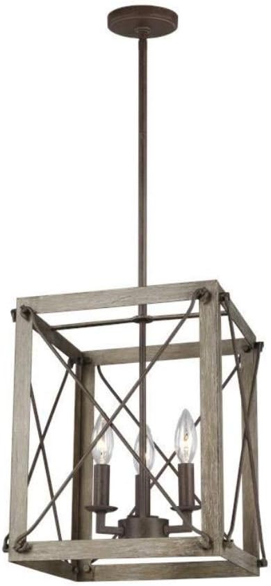 Sea Gull Lighting Generation 6526308-872 Transitional Eight Light Hall/Foyer Pendant from Seagull-Thornwood Collection in Bronze/Dark Finish, 23.13 inches, Washed Pine