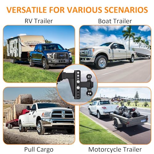 image for Koerdo Adjustable Trailer Hitch -Drop Hitch-Tow Hitch with 2.5 inch Re