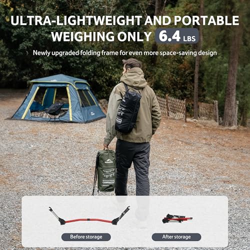 Image of Naturehike ArmyWild Folding Camping Cot, Height Adjustable Ultralight Backpacking Cot, Portable Camping Bed for Camping Hiking Travel Home