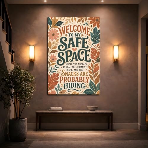 Affiche sur toile citations positives et fleurs boho ocre pour intérieur chic