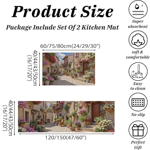Alfombrillas de cocina antideslizantes beige lavables para pasillo y lavadero, 2 piezas 3