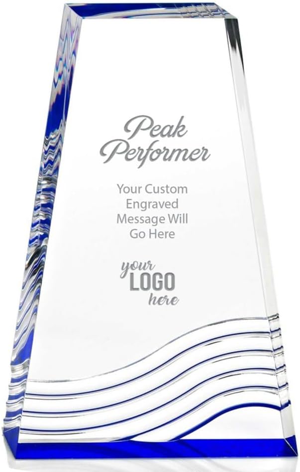 Baudville Blue Reflection Acrylic Award - Personalized Engraving Up to Three Lines and Pre-Written Verse Selection - Employee Appreciation Gift Award