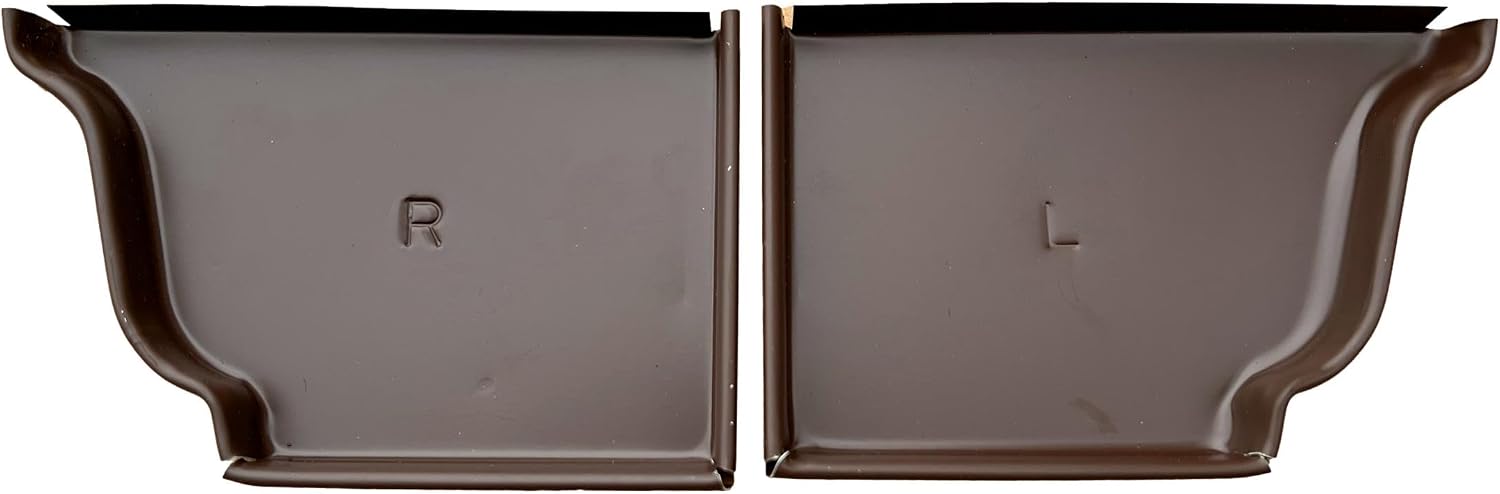 K-Style Aluminum Rain Gutter End Caps (sold as pair, 1 left and 1 right) (Almond, 5 inch)