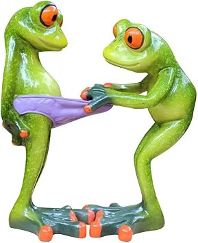 Tvoip Creative Craft Resin Frog Figurine Decor, Personalized Animal Collectible Figurines Mascot Frog Resin Crafts for Home Office Desk Tabletop Bathroom Decoration Frog Pull Up Pants