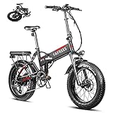 Bicicleta de Montaña Eléctrica de 20 Pulgadas Motor 750W, Bicicleta Eléctrica Plegable con Batería Panasonic 48V13.6AH,Bicicleta MTB Neumáticos Gordos Velocidad Máxima 45 km/h