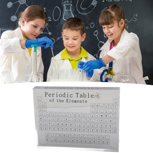SUNGOOYUE Tabla Periódica Ergonómica Acrílica con Elementos Reales en el Interior, Ideal para Entusiastas del Aula y de la Ciencia