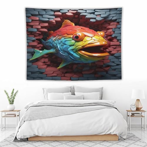 Tenture murale poisson en tissu imprimé pour cocooning unique - 5