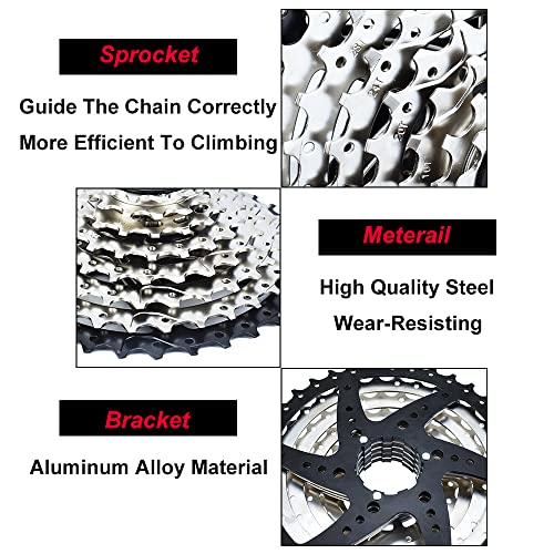 Jfoyh 9 Speed Cassette 11-36T For Mtb, Compatible With Sram/Shimano/Fsa 9 Speed Hg Hub Transmission System - Silver #TOP3