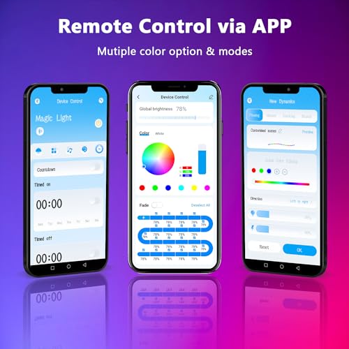 phopollo RGB Smart IC COB LED Strip Lights, Addressable 576 LEDs/m High Density Flexible 24V Led Lights with Remote & App Control, LED Lights for Bedroom, Kitchen and Cabinet Lighting Decor-16.4ft - Image 4