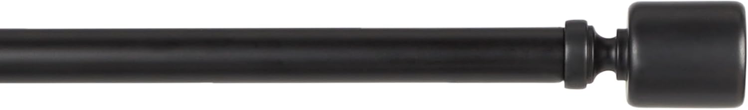 EXCLUSIVE HOME Rino 1" Window Curtain Rod and Finial Set, Adjustable 36"-72", Matte Black