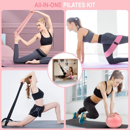 Nuplot Pilates Equipment, Pilates Kit for Home Workouts, Pilates Essentials Kit for Women, Home Pilates Kit with Pilates Ring and Ball Set, Booty Bands, Figure 8 Resistance Band, Yoga Band (Pink) by Nuplot - Image 6