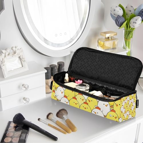 Bolsa de viaje para herramientas de cabello con tapete para plancha, resistente al agua y portátil, para planchas lisas, alisadoras, rizadores, organizador portátil con diseño de pollo amarillo blanco miniatura 7