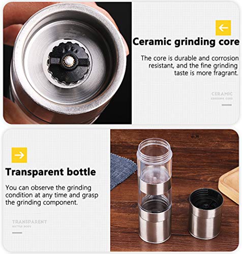 2 In 1 Dual Zout en Peper Grinder Set, RVS Zout Grinder met Verstelbare Keramische Rotor, Zout Mill en Peper Mill Shaker… - Image 7