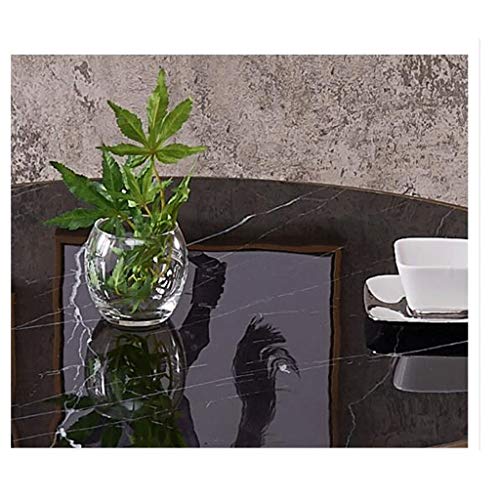 Table basse industrielle ronde en marbre de 80 cm modèle B