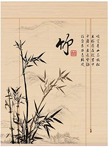 Mr.T Persianas Romanas de bambú/Bambú Ciego con extracción Lateral, la impresión de Rodillo for toldo Estor Retro Decoración del hogar Cortina de la Ventana del Moho/Cortina Romana