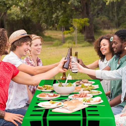 Image of Teenyyou 3 Pcs Train Party Decorations Railroad Track Tablecloths Express Train Birthday Party Supplies 54 x 108 Inch Plastic Table Covers for Railroad Track Western (Green)