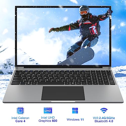 Jumper Laptop 16 Inch Fhd Ips Display (16:10), Intel Celeron Quad Core Cpu, 4Gb Ddr4 128Gb Storage, Windows 11 Laptops Computer With Office 365 1-Year Subscription Included, 4 Stereo Speakers, Gray. #TOP1