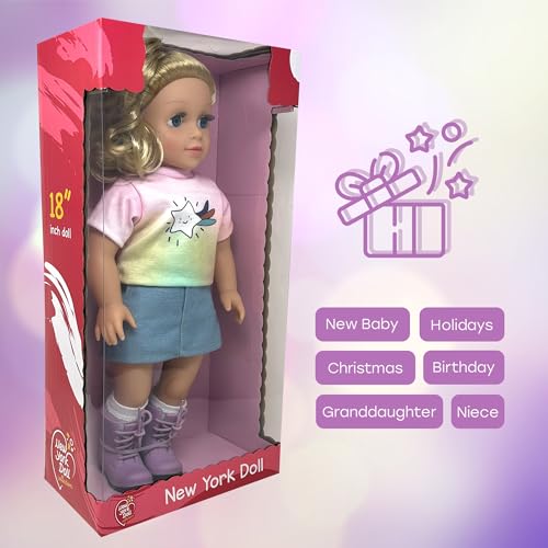 Muñeca de 18 pulgadas con cabello suave y accesorios miniatura 5