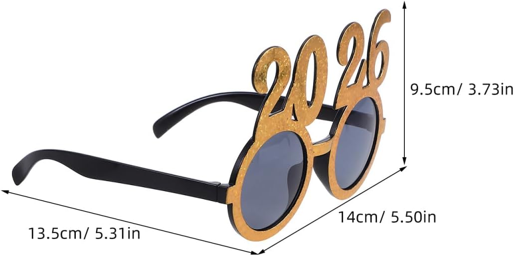 Zerodeko 4pcs Glasses 2026: 2026 New Year Eyeglasses - Graduation Sunglasses - 2026 Glitter Number Eyeglasses - Fancy Funny Eyewear - Party Photo Props