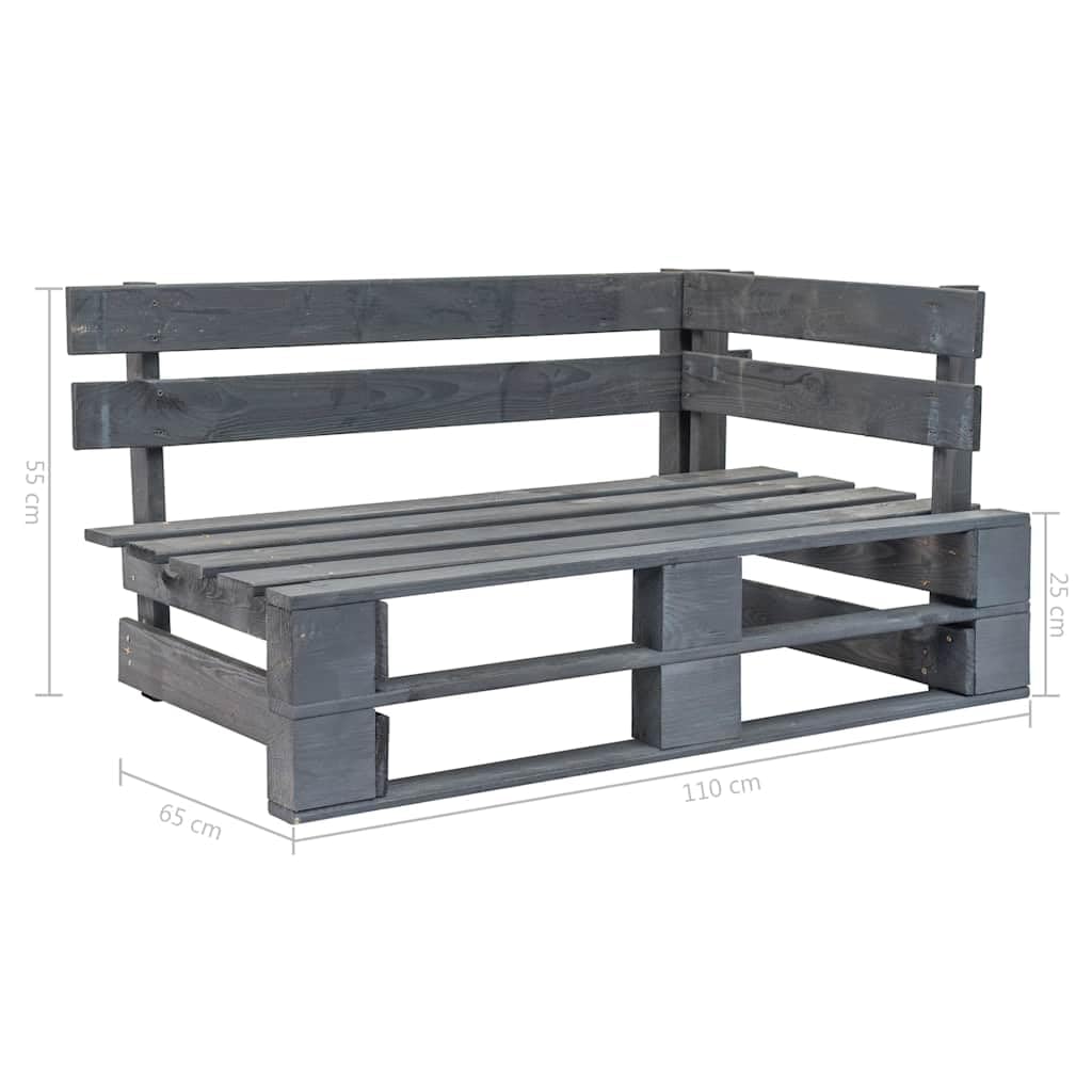 Banco esquinero Paleta Jardín Madera Gris